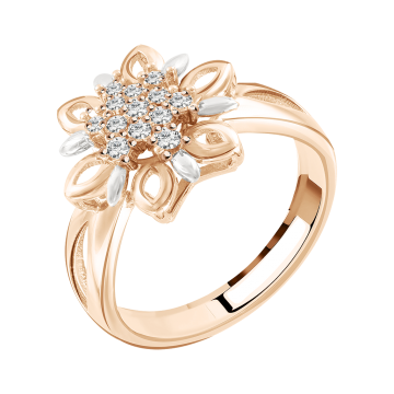 Damenring aus Rotgold 585° mit Zirkonia 