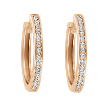 Earrings in red gold with cubic zirconia 