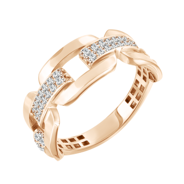 Damenring aus Rotgold 585° mit Zirkonia 