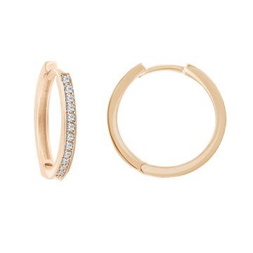 Earrings in red gold with cubic zirconia 