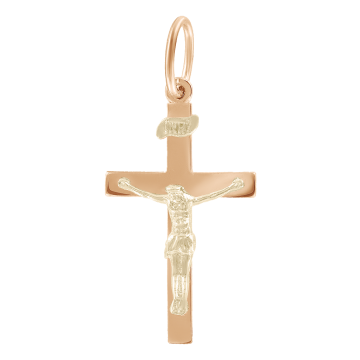 Cross from red gold of 585 assay value 