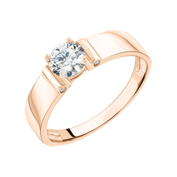 Кольцо из красного золота 585 пробы с вставкой из фианитов 