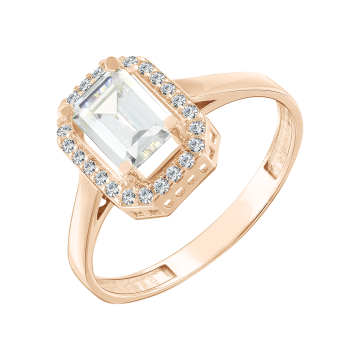 Кольцо женское из красного золота 585 пробы с фианитами 