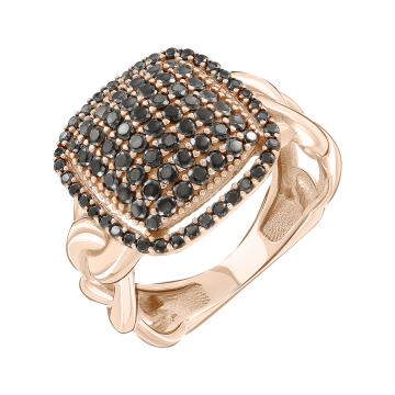 Кольцо женское из красного золота 585 пробы с фианитами 