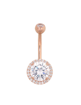 Пирсинг для пупка из красного Золота 585 пробы с Фианитом 