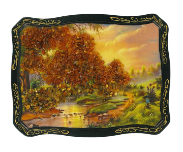 Das Bild mit echtem Bernstein geschmückt 