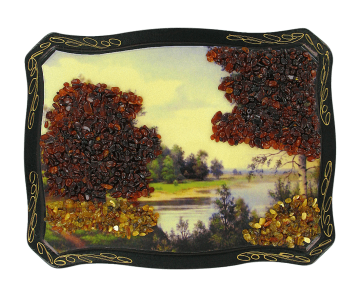 Das Bild mit echtem Bernstein geschmückt 