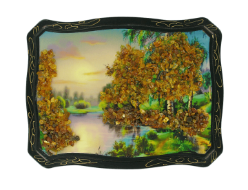 Das Bild mit echtem Bernstein geschmückt 