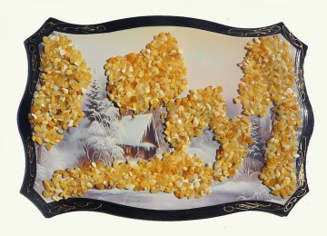 Das Bild mit echtem Bernstein geschmückt 