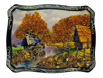 Das Bild mit echtem Bernstein geschmückt 