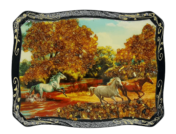 Das Bild mit echtem Bernstein geschmückt 