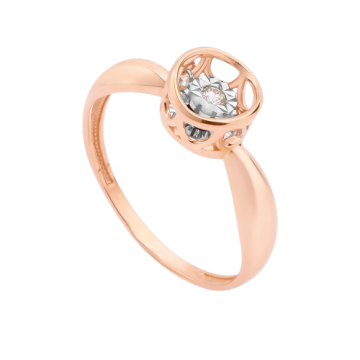 Eleganter Goldring mit Tanzendem Diamanten 18,5 mm