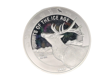 Reindeer 2022 - Ghana Silver Coin from the "Giants of the Ice Age" Series 