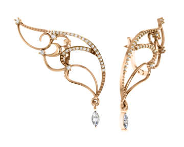 Серьги из красного золота 585 пробы с фианитами 