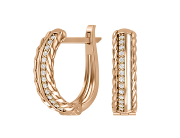 Серьги из красного золота 585 пробы с фианитами 