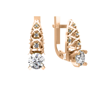 Серьги из красного золота 585 пробы с фианитами 
