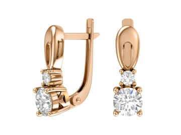 Серьги из красного золота 585 пробы с фианитами 