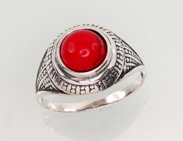 Silver ring with coral 