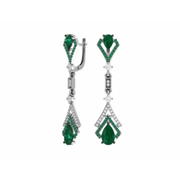 Silver earrings with synthetic quartz and colorless cubic zirkonia 