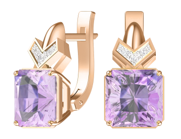 Ohrringe aus Rotgold 585° mit Amethyst, Zirkonia 