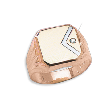 Herrenring aus Rotgold 585° mit Zirkonia 