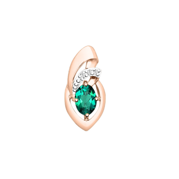 Подвеска из красного золота 585 пробы с бриллиантами и изумрудами 