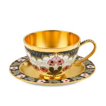 Kaffeetasse mit Untertasse aus Silber 925°mit Vergoldung 999,9° 