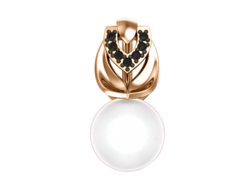 Anhänger aus Rotgold 585° mit echte Perle, Zirkonia 