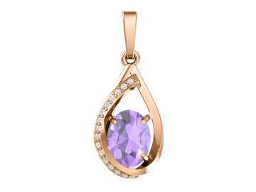 Anhänger aus Rotgold 585° mit Amethyst, Zirkonia 