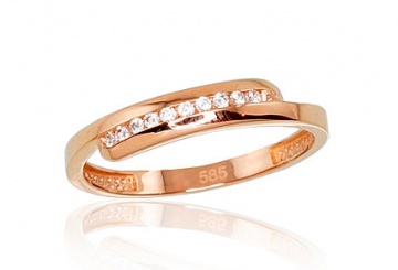 Damenring aus Rotgold 585° mit Zirkonia 