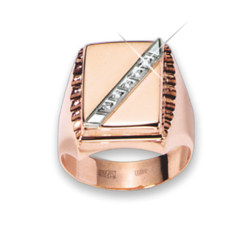 Herrenring aus Rotgold 585° mit Zirkonia 