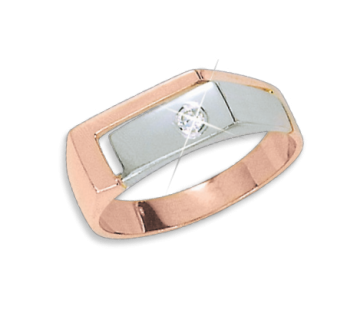 Herrenring aus Rot/ Weißgold 585° mit Zirkonia 