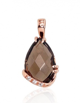Pendants in Red Gold 585°- Zircon, smoke quartz 
