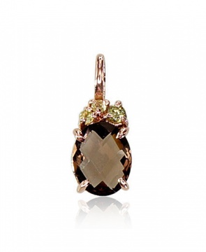 Anhänger aus Rotgold 585 mit Rauchquarz , Peridot 