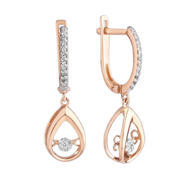 Einzigartige Hängeohrringe aus Weiß- und Rotgold 585 mit tanzenden Diamanten! 