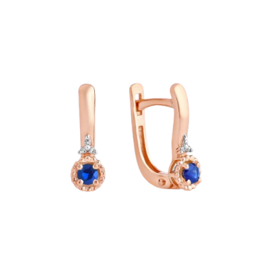 Ohrringe aus Rotgold 585° mit Brillanten und Saphir 