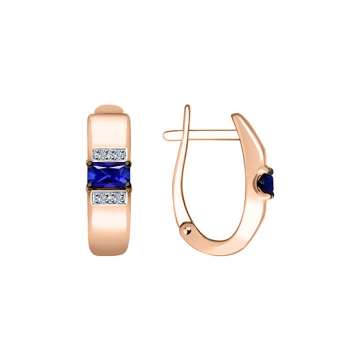 Ohrringe aus Rotgold 585° mit Brillanten und Saphir 