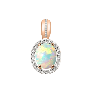 Anhänger aus Rotgold 585° mit Brillanten, Opal 