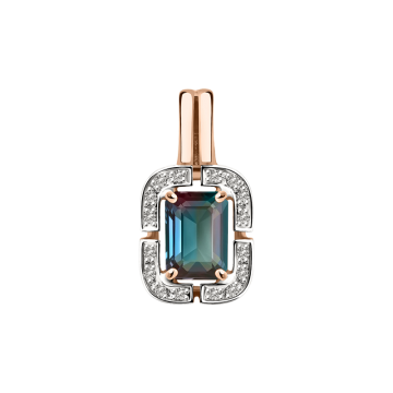 Подвеска из красного золота 585 пробы с александритом HTS и бриллиантами 