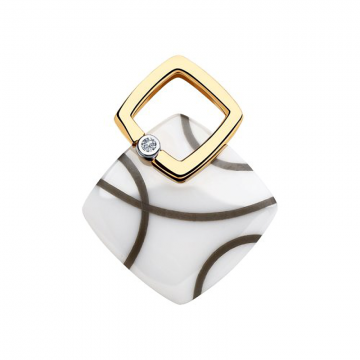 Anhänger aus Rotgold 585° mit Brillanten, weiße Keramik 