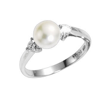 Damen-ring aus 925er Sterling Silber mit Perle, Zirkonia 
