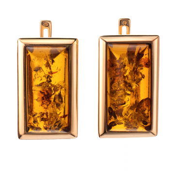 Gold-plated silver earrings with amber 