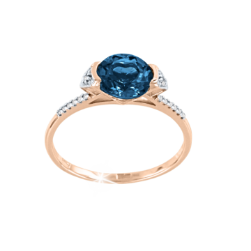 Rotgold 585° Damenring mit Zirkonia, London Topas 