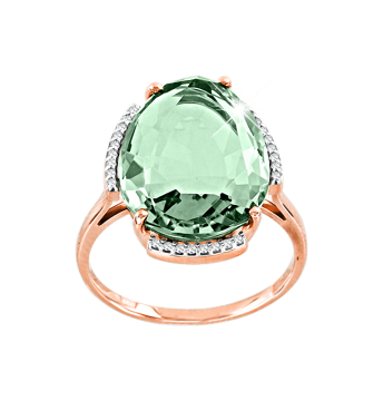 Damenring aus Rotgold 585° mit Zirkonia, Quarz 