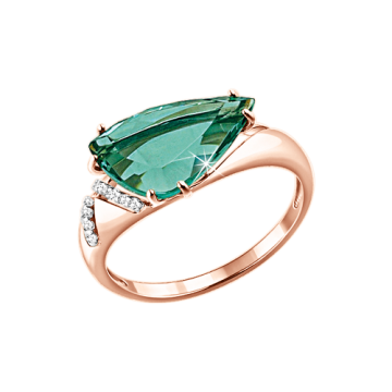 Damenring aus Rotgold 585° mit Zirkonia, Quarz 