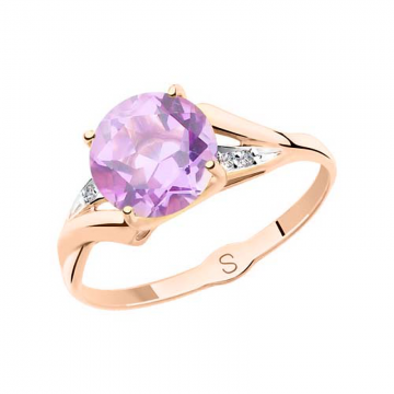 Rotgold 585° Damenring mit Amethyst, Zirkonia 