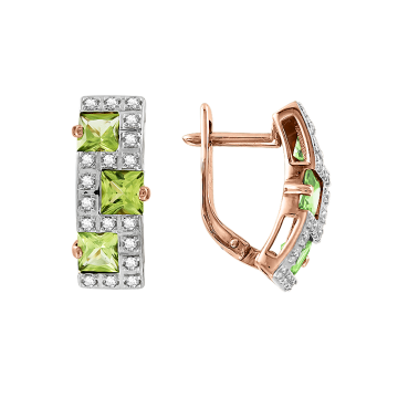 Ohrringe aus Rotgold 585° mit Chrisolit, Zirkonia 