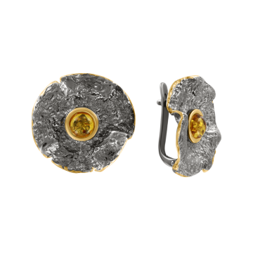 Ohrringe aus Silber 925° Rotgold vergoldet mit Bernstein 