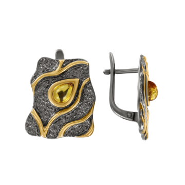 Ohrringe aus Silber 925° Rotgold vergoldet mit Bernstein 