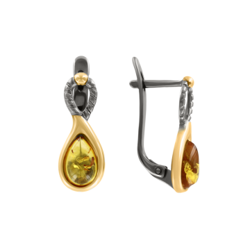 Ohrringe aus Silber 925° Rotgold vergoldet mit Bernstein 